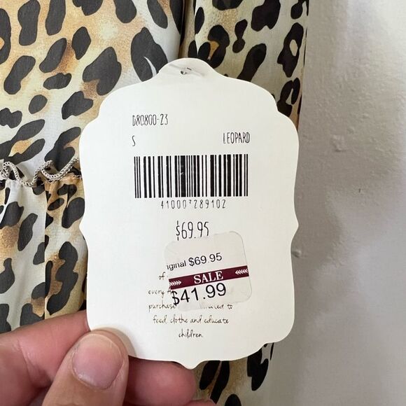 NWT Altar'd State Leopard Print Long Sleeve Flowy Tiered Mini Dress Size S - Picture 6 of 13